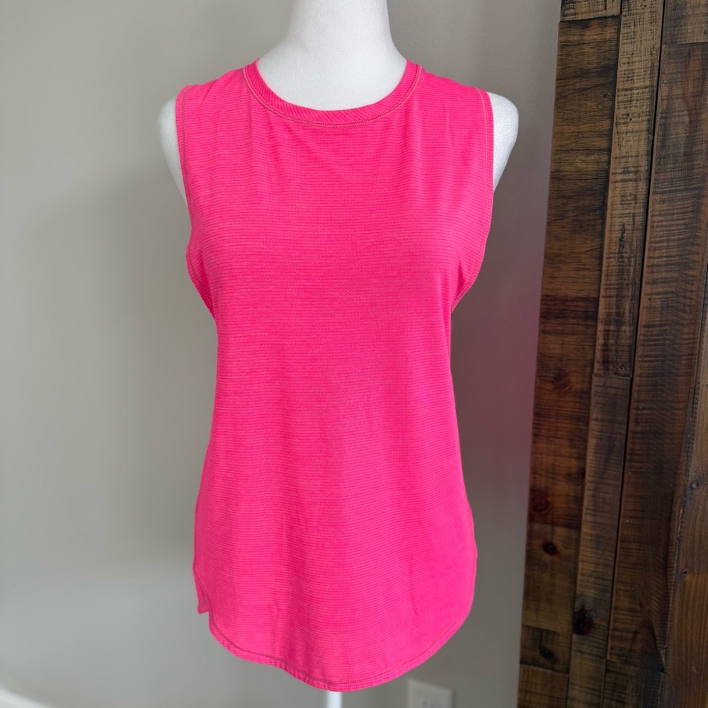 Lululemon In A Cinch Tank Top Heathered‎ Neon Pink Womens Size 4